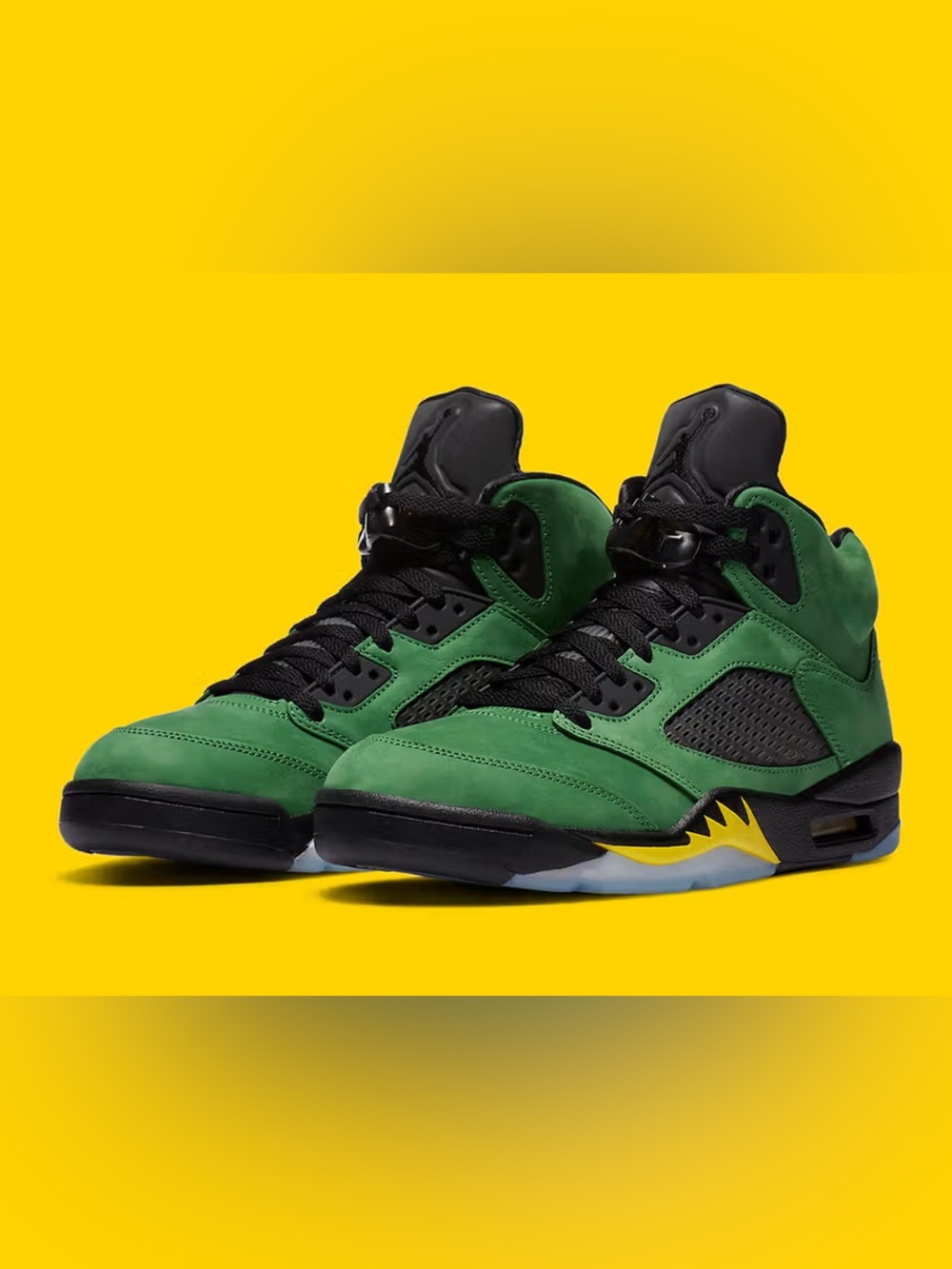 Jordan Retro 5 Oregon Men's Green and Black Basketball Sneakers Size 11.5